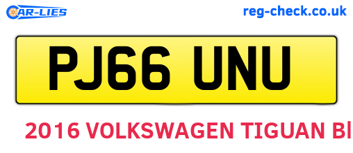 PJ66UNU are the vehicle registration plates.