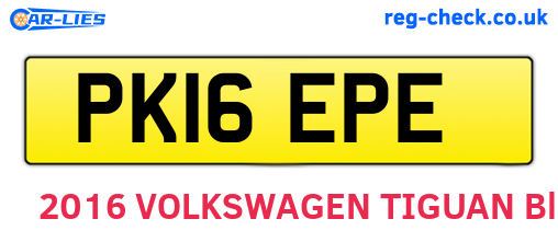 PK16EPE are the vehicle registration plates.