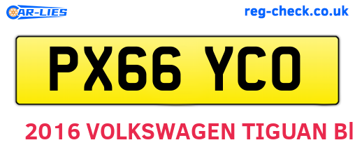 PX66YCO are the vehicle registration plates.
