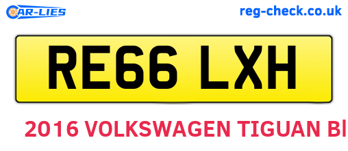 RE66LXH are the vehicle registration plates.