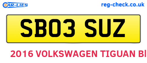 SB03SUZ are the vehicle registration plates.