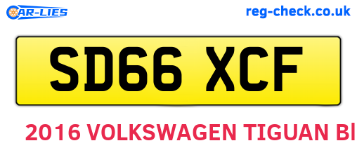 SD66XCF are the vehicle registration plates.