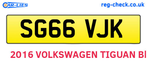 SG66VJK are the vehicle registration plates.