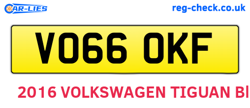 VO66OKF are the vehicle registration plates.