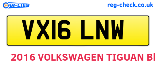 VX16LNW are the vehicle registration plates.