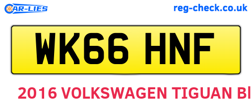 WK66HNF are the vehicle registration plates.