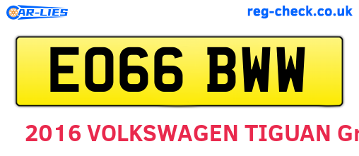 EO66BWW are the vehicle registration plates.