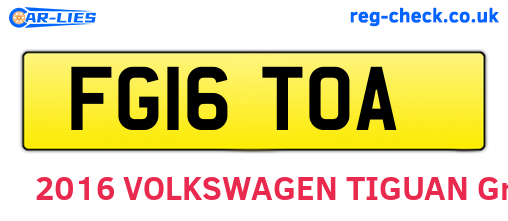 FG16TOA are the vehicle registration plates.