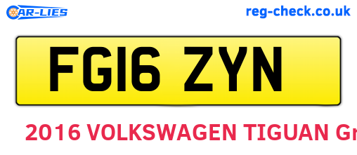 FG16ZYN are the vehicle registration plates.