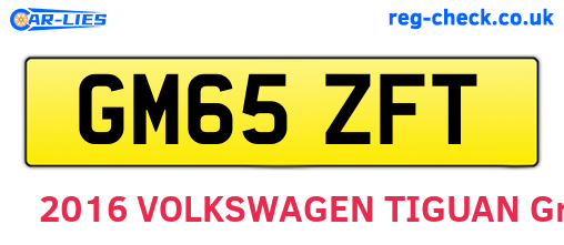 GM65ZFT are the vehicle registration plates.