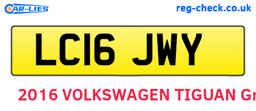 LC16JWY are the vehicle registration plates.