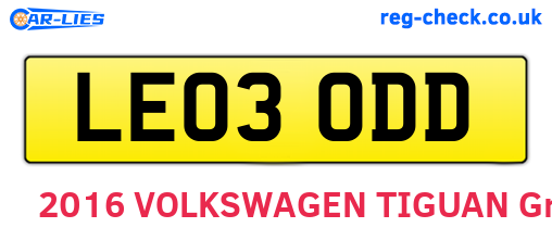 LE03ODD are the vehicle registration plates.