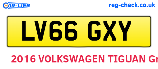 LV66GXY are the vehicle registration plates.