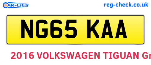 NG65KAA are the vehicle registration plates.