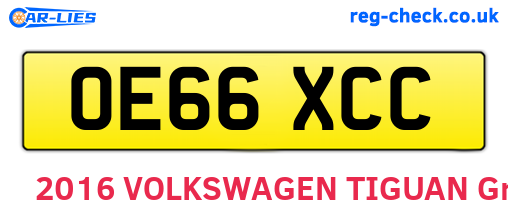 OE66XCC are the vehicle registration plates.
