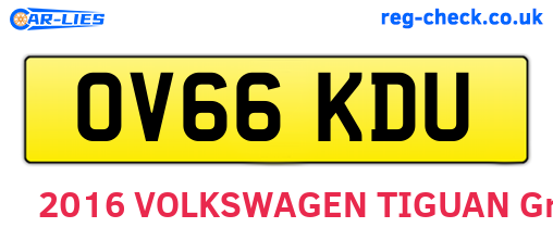 OV66KDU are the vehicle registration plates.