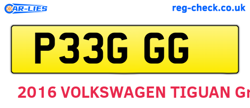 P33GGG are the vehicle registration plates.