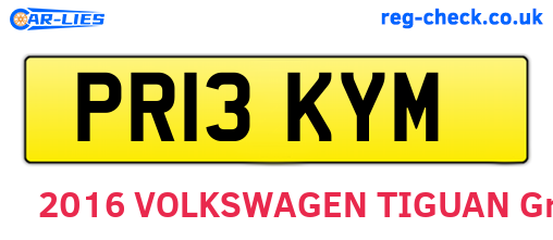 PR13KYM are the vehicle registration plates.
