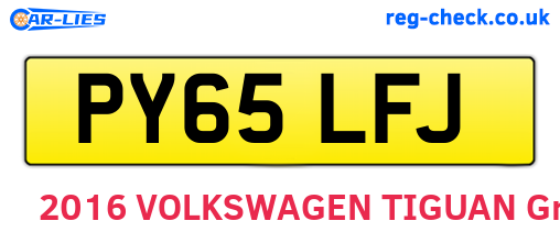 PY65LFJ are the vehicle registration plates.