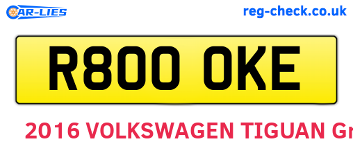 R800OKE are the vehicle registration plates.