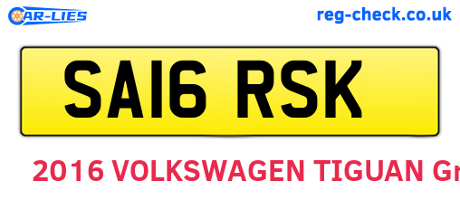 SA16RSK are the vehicle registration plates.