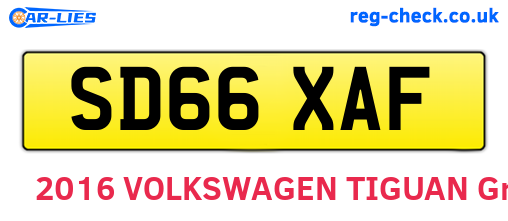 SD66XAF are the vehicle registration plates.