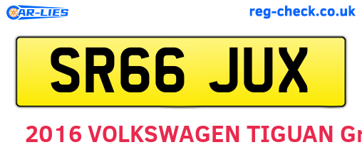 SR66JUX are the vehicle registration plates.
