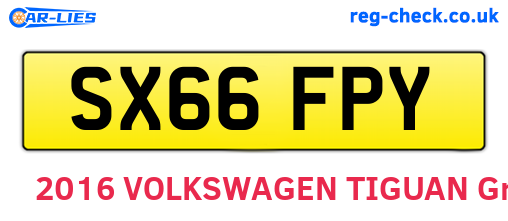 SX66FPY are the vehicle registration plates.