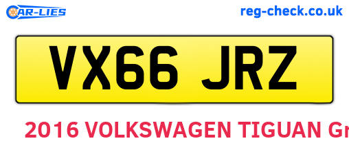VX66JRZ are the vehicle registration plates.