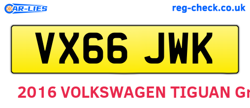 VX66JWK are the vehicle registration plates.