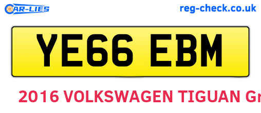 YE66EBM are the vehicle registration plates.