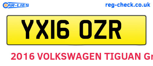 YX16OZR are the vehicle registration plates.