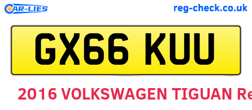 GX66KUU are the vehicle registration plates.