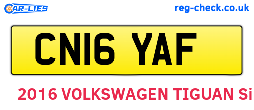 CN16YAF are the vehicle registration plates.
