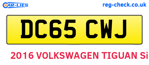 DC65CWJ are the vehicle registration plates.