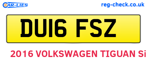 DU16FSZ are the vehicle registration plates.