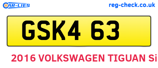 GSK463 are the vehicle registration plates.
