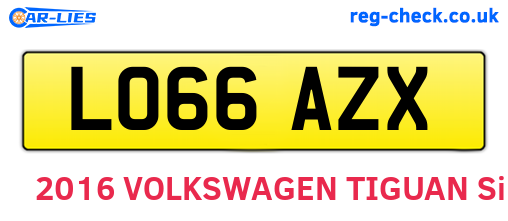 LO66AZX are the vehicle registration plates.