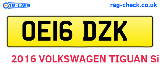 OE16DZK are the vehicle registration plates.