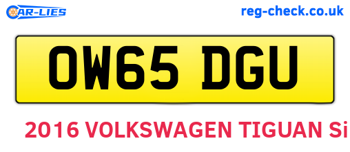 OW65DGU are the vehicle registration plates.