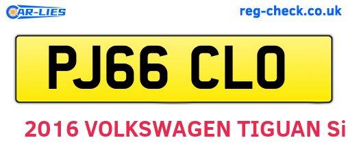 PJ66CLO are the vehicle registration plates.