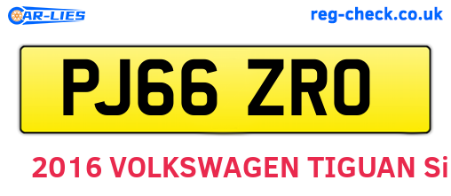 PJ66ZRO are the vehicle registration plates.