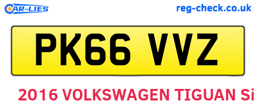 PK66VVZ are the vehicle registration plates.