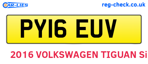 PY16EUV are the vehicle registration plates.