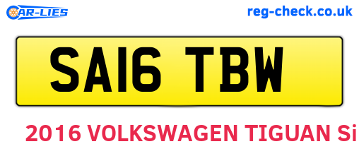 SA16TBW are the vehicle registration plates.