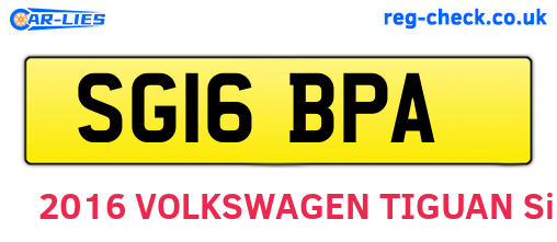 SG16BPA are the vehicle registration plates.