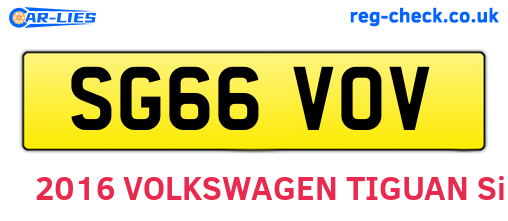 SG66VOV are the vehicle registration plates.