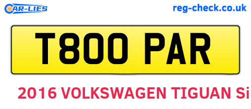 T800PAR are the vehicle registration plates.