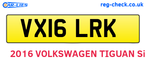 VX16LRK are the vehicle registration plates.