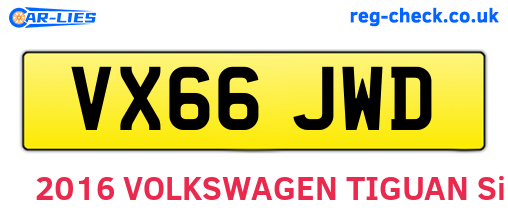 VX66JWD are the vehicle registration plates.